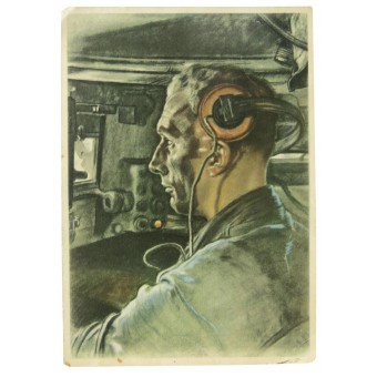 Почтовая открытка В. Виллих: водитель танка. Espenlaub militaria